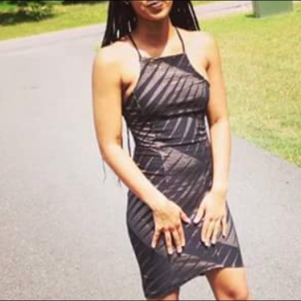 Beautiful Black and Flesh Tone A-line Dress